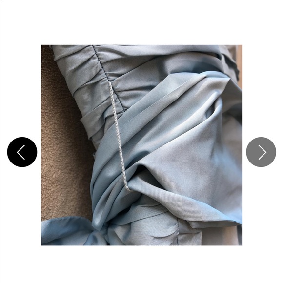 BCBGMAXAZRIA
Iridescent Blue Taffeta Ruffled Hem Strapless Formal Dress - Picture 7 of 9